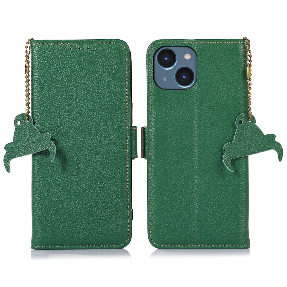 For iPhone 15 Plus Wallet Smartphone Case Genuine Cow Leather RFID Blocking Stand Phone Cover For iPhone 15 Plus Wallet Smartphone Case Genuine Cow Leather RFID Blocking Stand Phone Cover